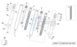 Scarabeo 125-200 e3 (eng. piaggio) drawing Showa front fork - Hubs sleeves