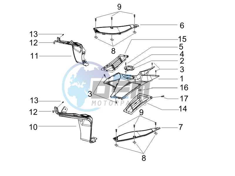 Central cover - Footrests