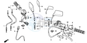 CB250 TWO FIFTY drawing HANDLE LEVER/SWITCH/CABLE (2)