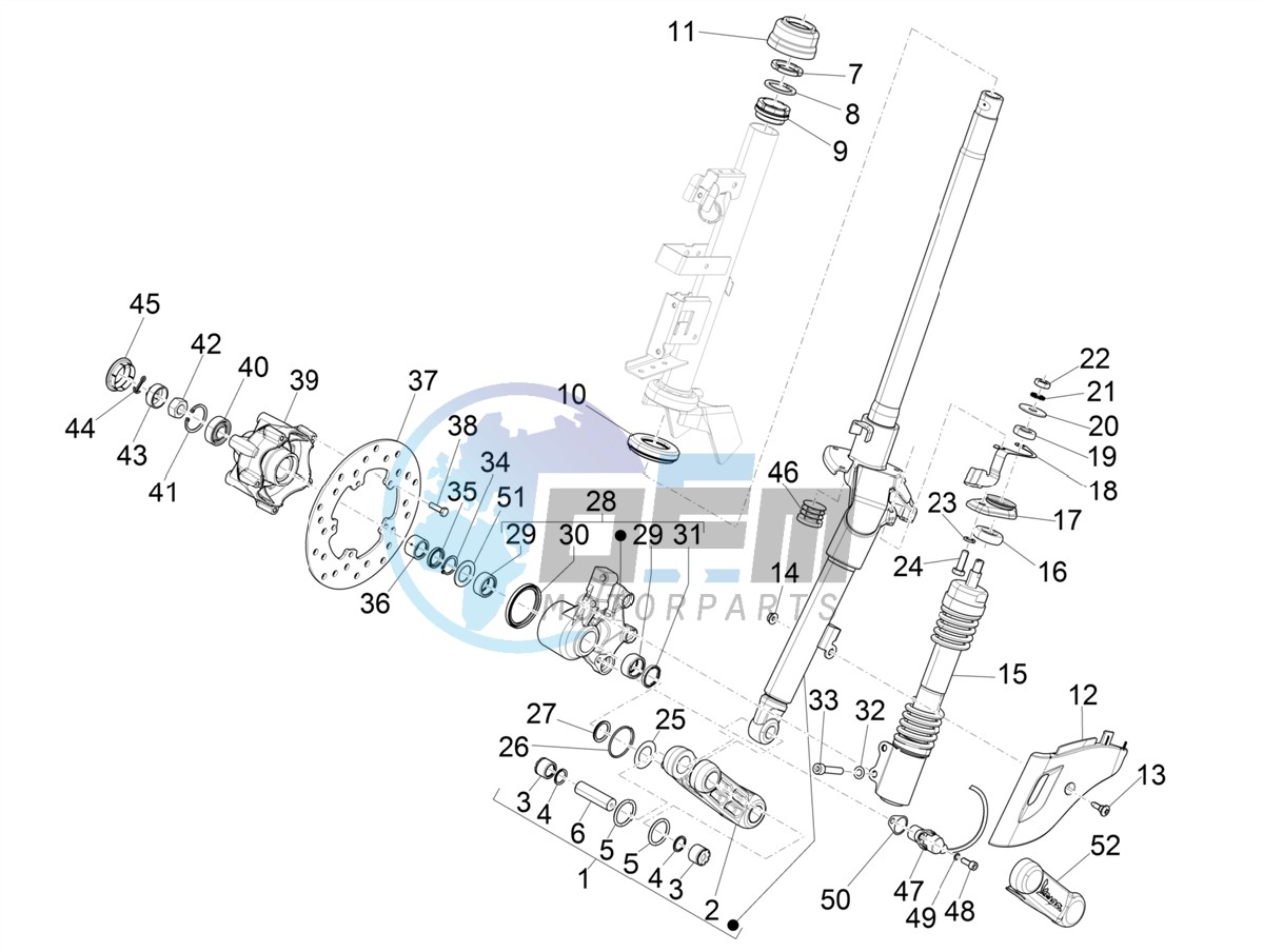 Fork/steering tube - Steering bearing unit