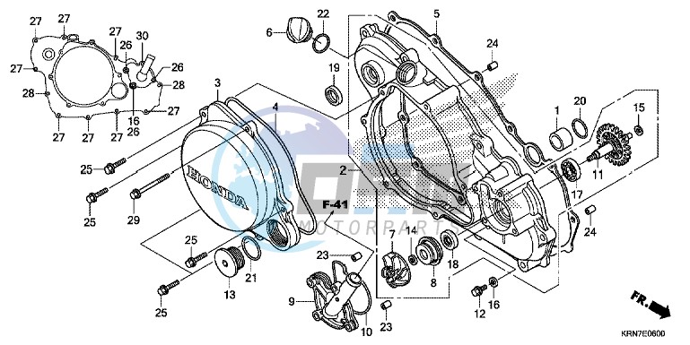 R. CRANKCASE COVER/ WATER PUMP