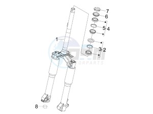 Liberty 125 4t e3 (UK) UK drawing Fork steering tube - Steering bearing unit