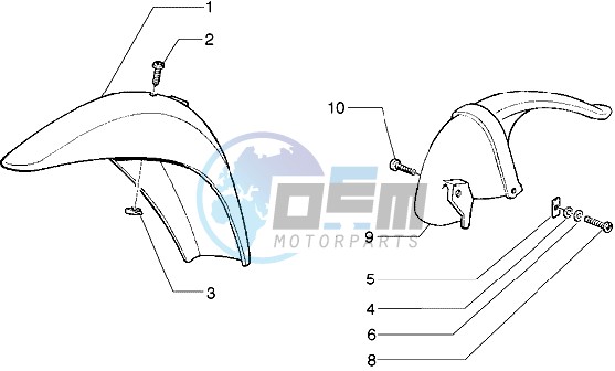 Front and rear mudguard