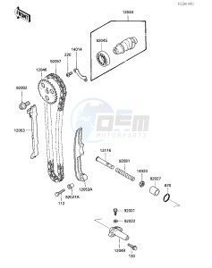 KLF 300 A [BAYOU 300] (A2) [BAYOU 300] drawing CAMSHAFT_CHAIN_TENSIONER