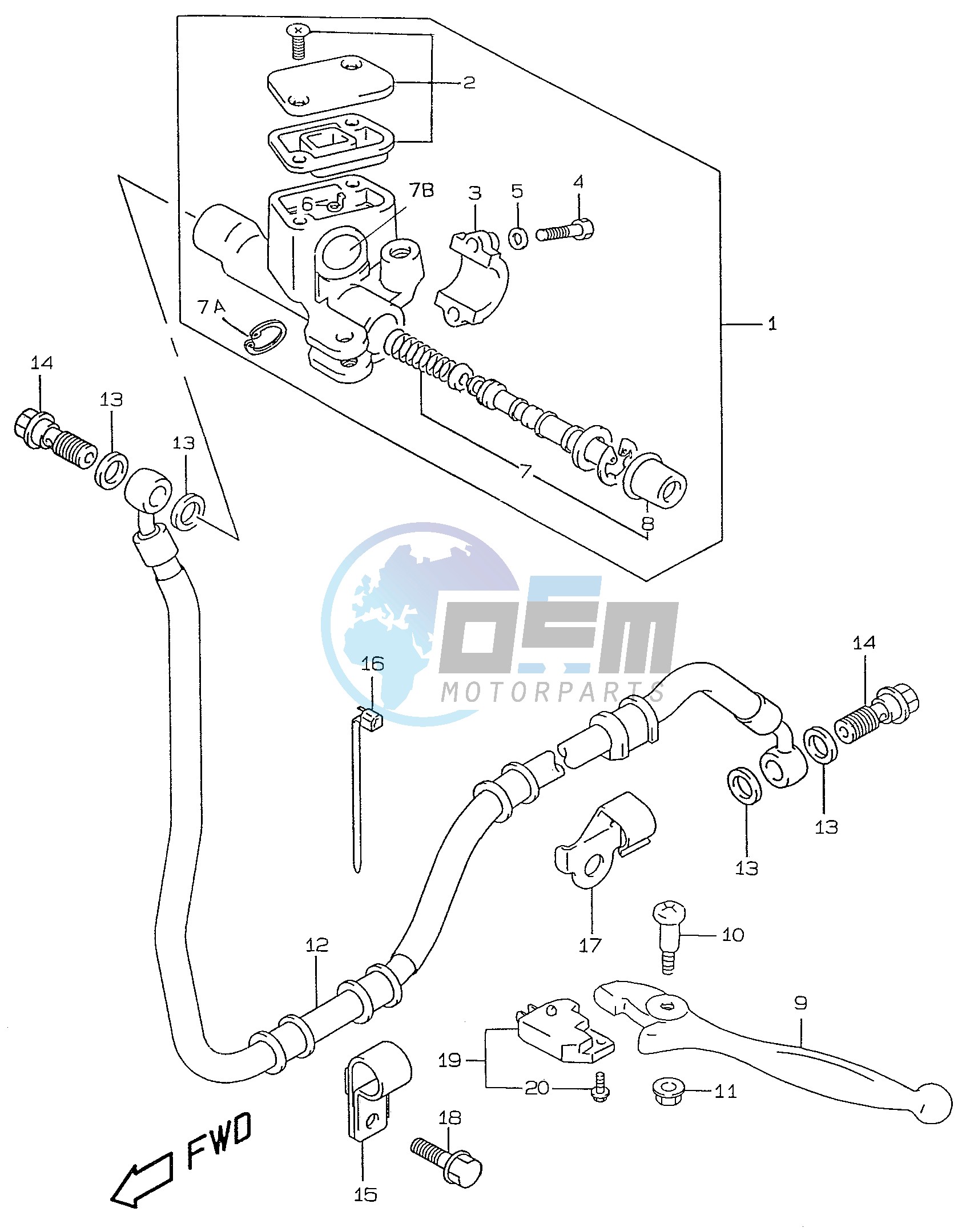 REAR MASTER CYLINDER (model AY50W WR X Y K1)