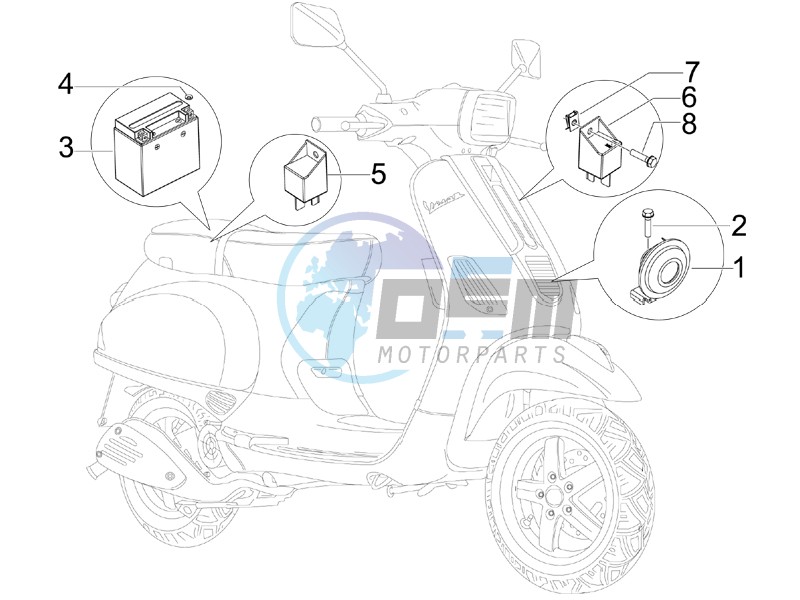 Control switches - Battery - Horn