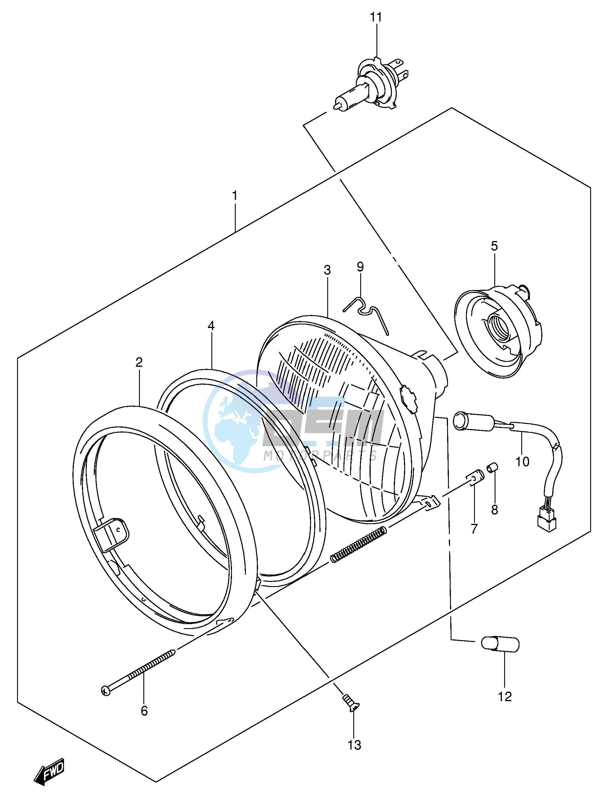 HEADLAMP ASSY (MODEL K1 K2 K3 K4 E2,E19)