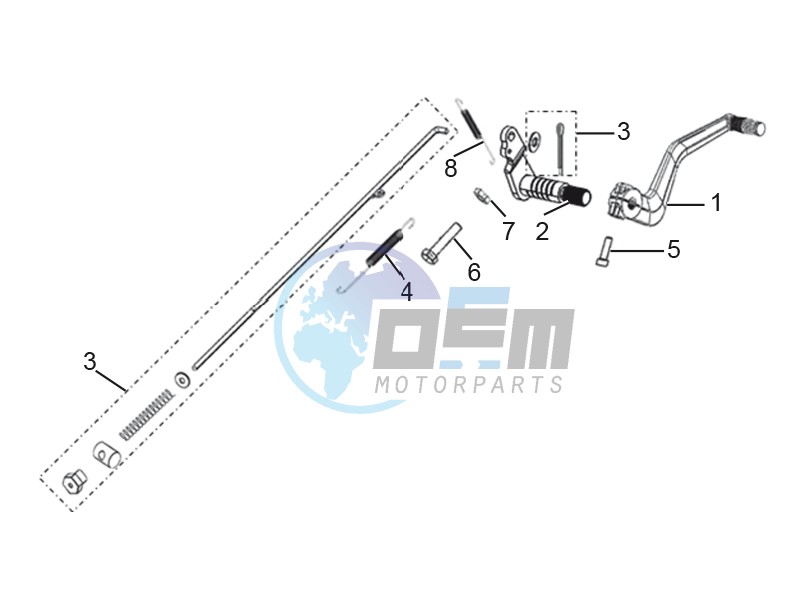 Rear brake pedal assembly