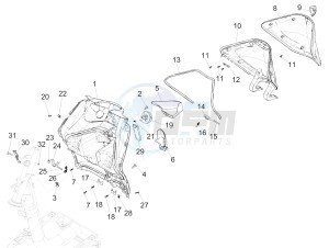 Liberty 50 iGet 4T 3V-2015-2017 (EMEA) drawing Front glove-box - Knee-guard panel