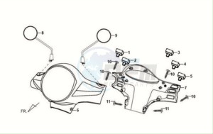 FIDDLE II 125S drawing HEAD LIGHT COVER / SPEEDOMETER COWL / MIRRORS