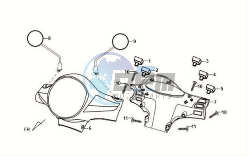 HEAD LIGHT COVER / SPEEDOMETER COWL / MIRRORS