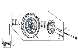 SUPER DUKE - 150 cc drawing FRONT WHEEL