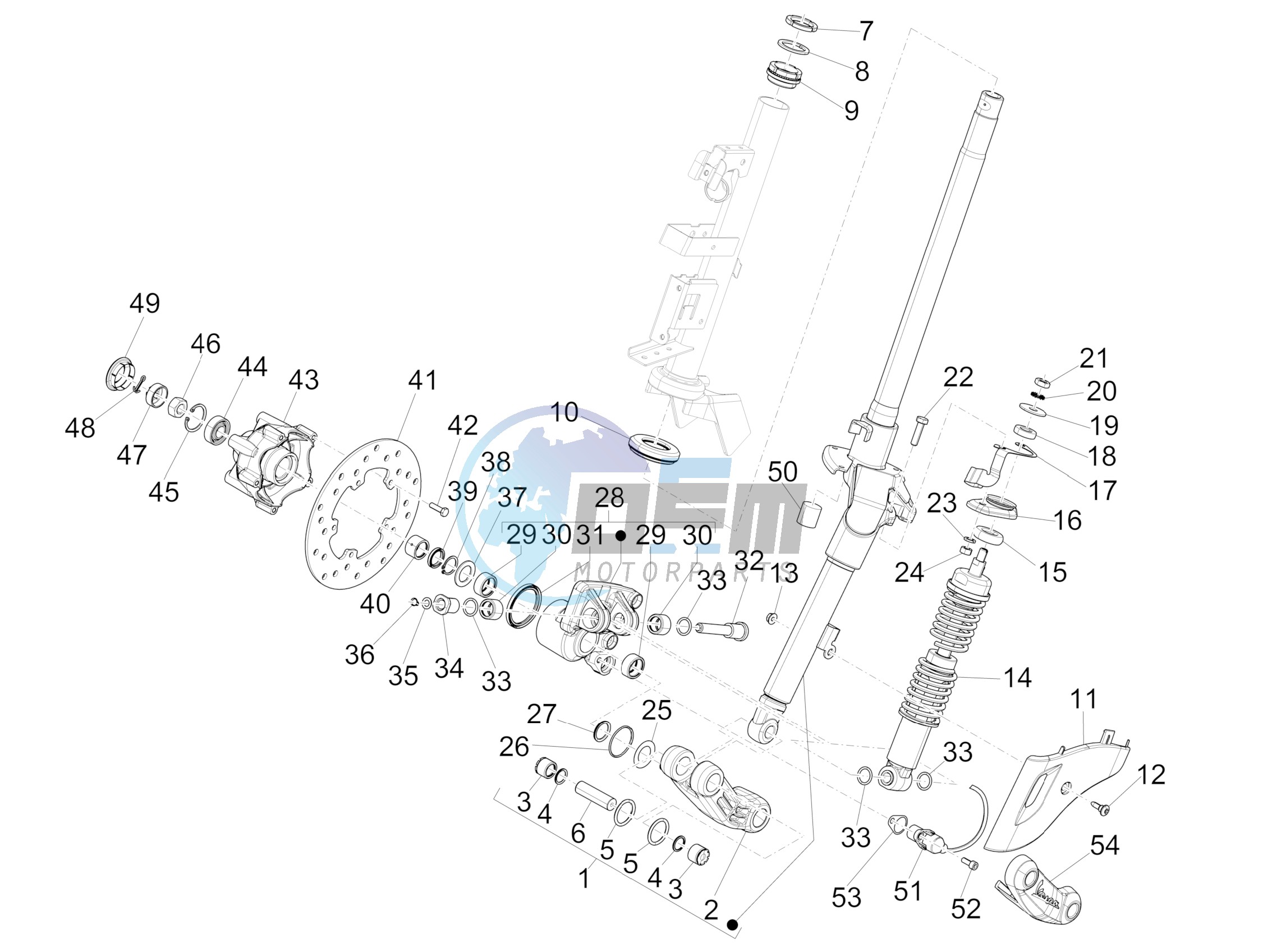 Fork/steering tube - Steering bearing unit