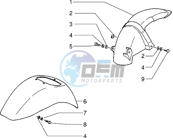 Front and rear mudguard