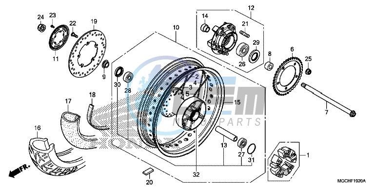 REAR WHEEL (CB1100CA/ CAD)