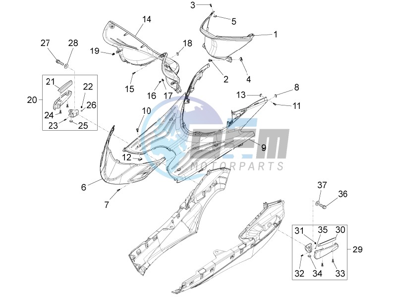 Central cover - Footrests