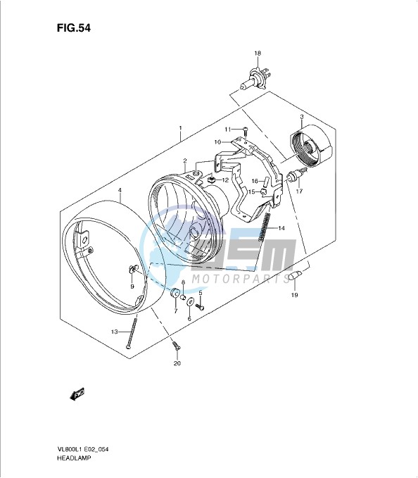 HEADLAMP ASSY (VL800CUEL1 E19)