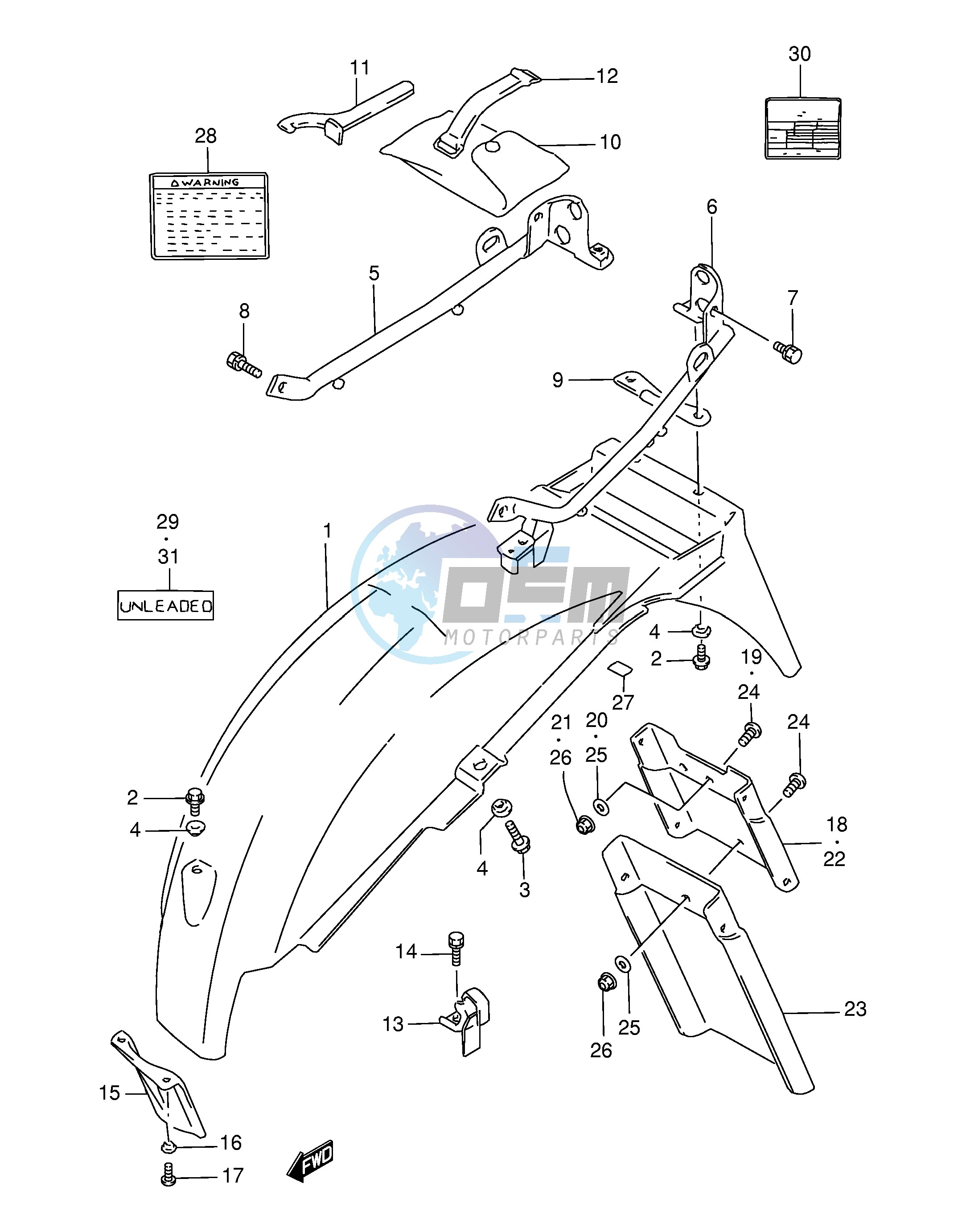 REAR FENDER (MODEL V W X)