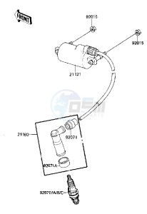 KLT 250 C [PRAIRIE] (C2-C3) [PRAIRIE] drawing IGNITION COIL -- 84-85 C2_C3- -