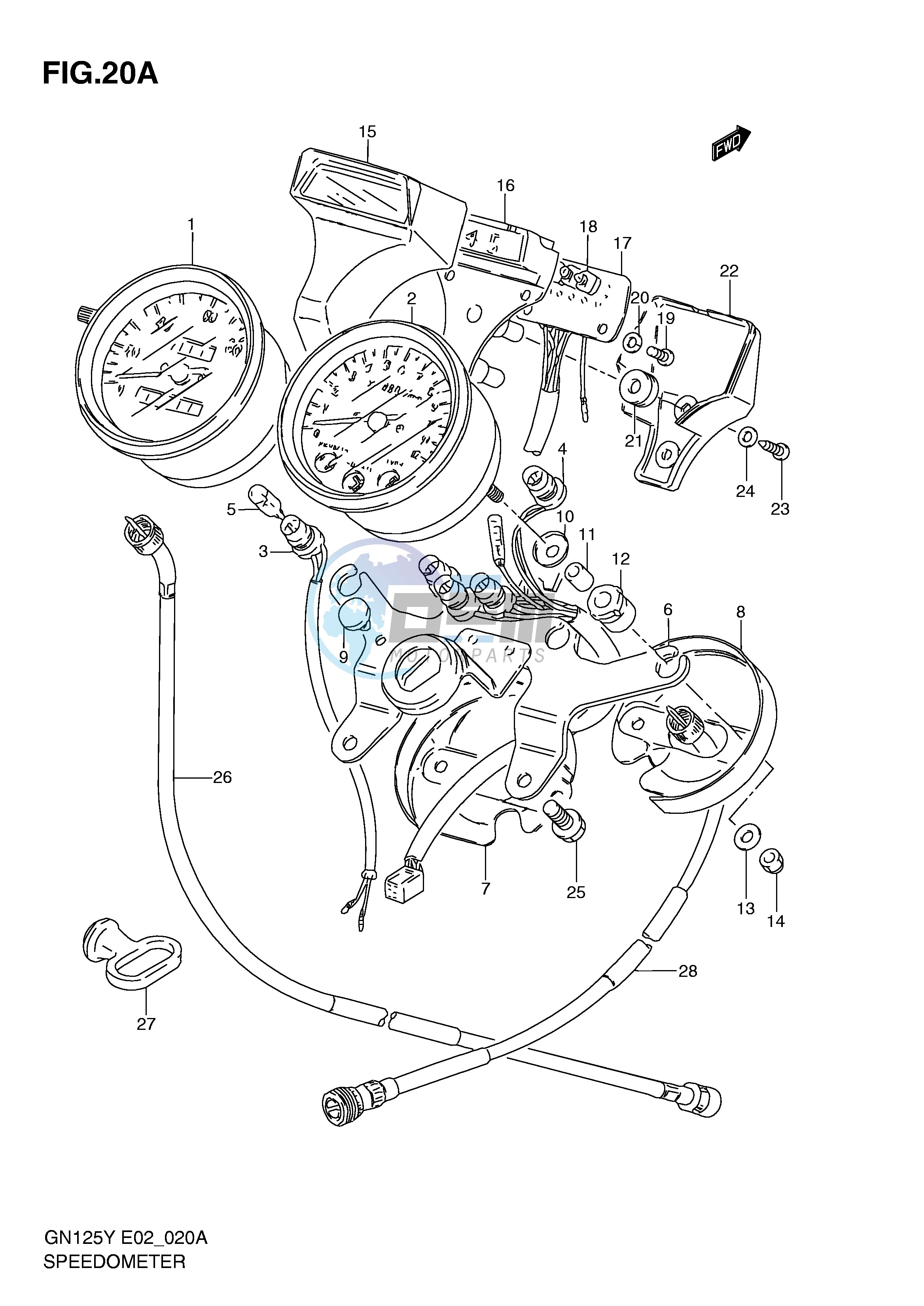 SPEEDOMETER - TACHOMETER (MODEL V W X Y K1 E1,E30)