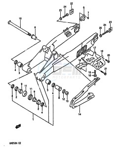 RM250 (K-L-M-N) drawing REAR SWINGING ARM (MODEL N)