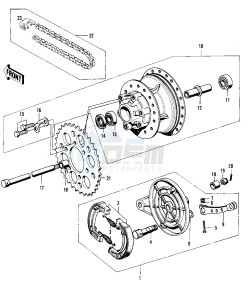 F9 A (-A) 350 drawing REAR HUB_BRAKE_CHAIN -- 72-73 F9_F9-A 350- -