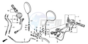 CB600F HORNET drawing HANDLE LEVER/SWITCH/ CABLE (1)