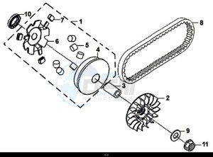 SYMPHONY SR 125 (AZ12W4-EU) (L7-M0) drawing MOVABLE DRIVE FACE ASSY