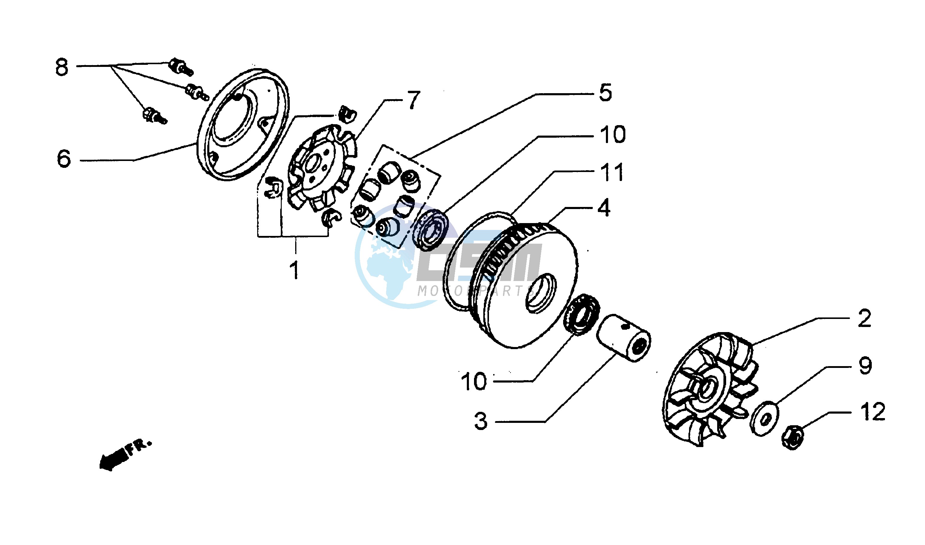 Half-pulley assy. driving