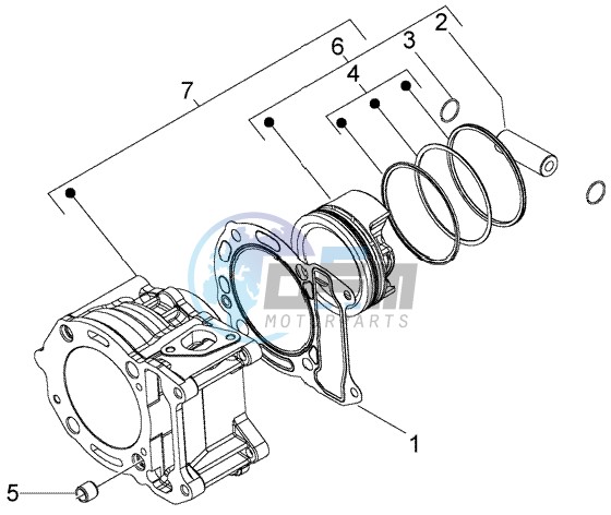 Cylinder-piston-wrist pin assy