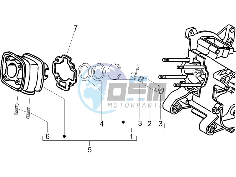 Cylinder-piston-wrist pin unit