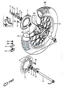 DR350 (V-W-X) drawing REAR WHEEL