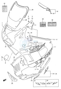 GSX600F (E28) Katana drawing COWLING BODY (MODEL S)