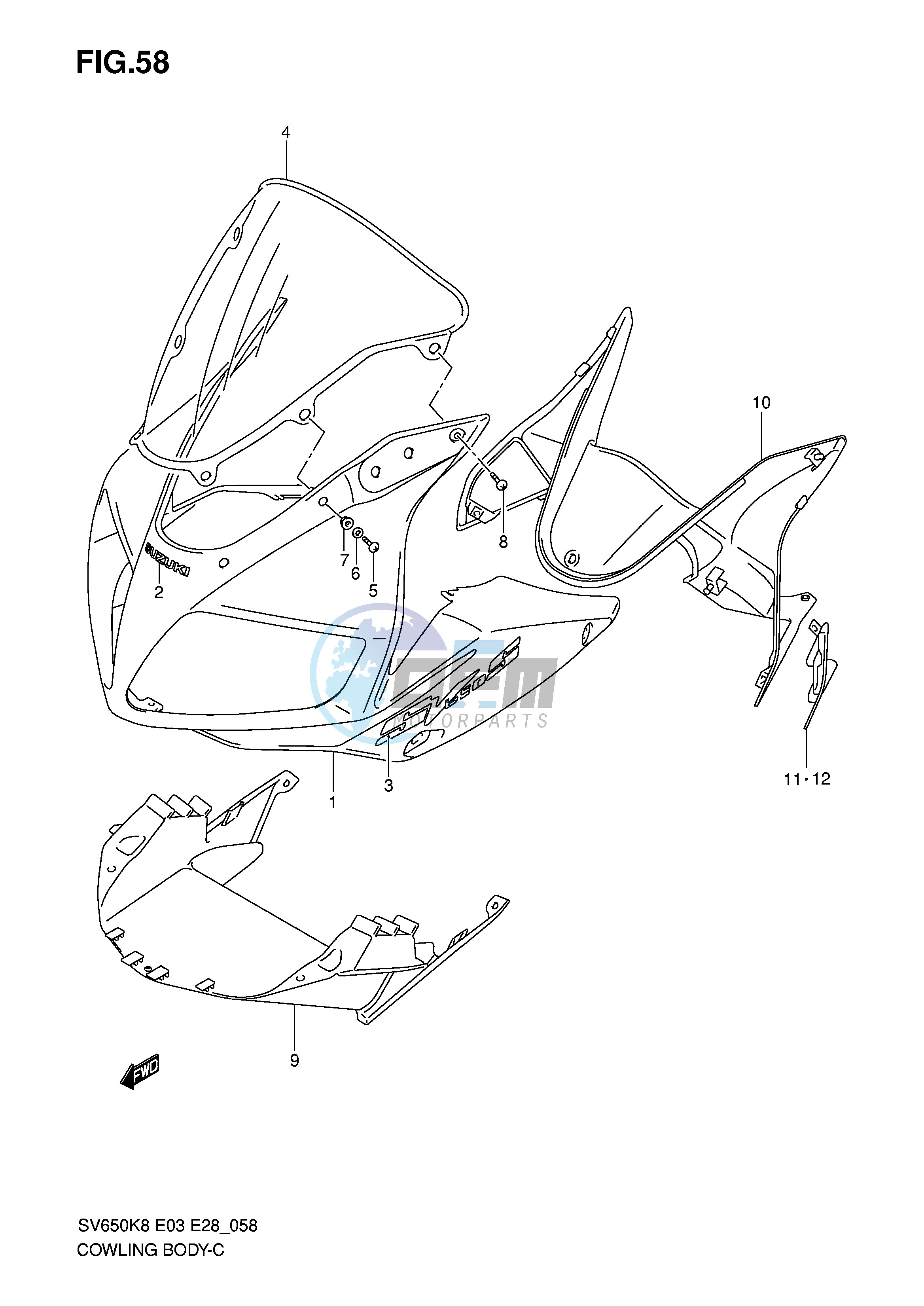 COWLING BODY (SV650S SAK8)