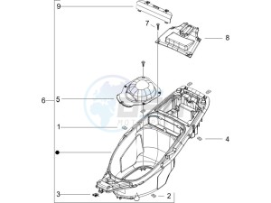 Runner 125 VX 4 (UK) UK drawing Helmet box - Undersaddle