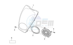 Scarabeo 50 2t e2 (eng. piaggio) drawing Front body III - Front cover