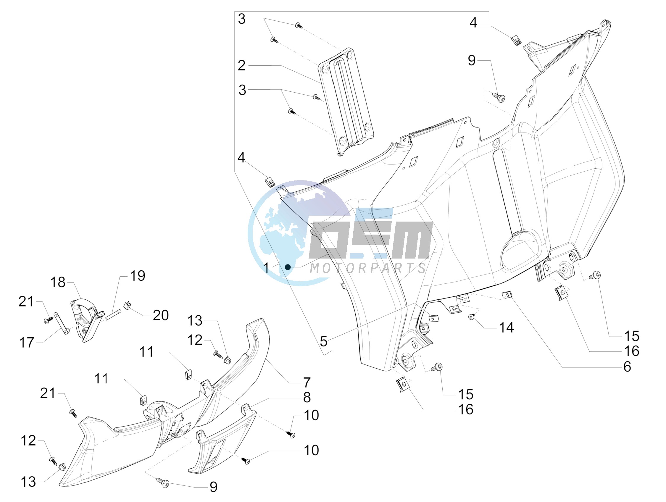 Front glove-box - Knee-guard panel