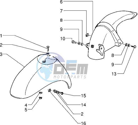 Front and rear mudguard