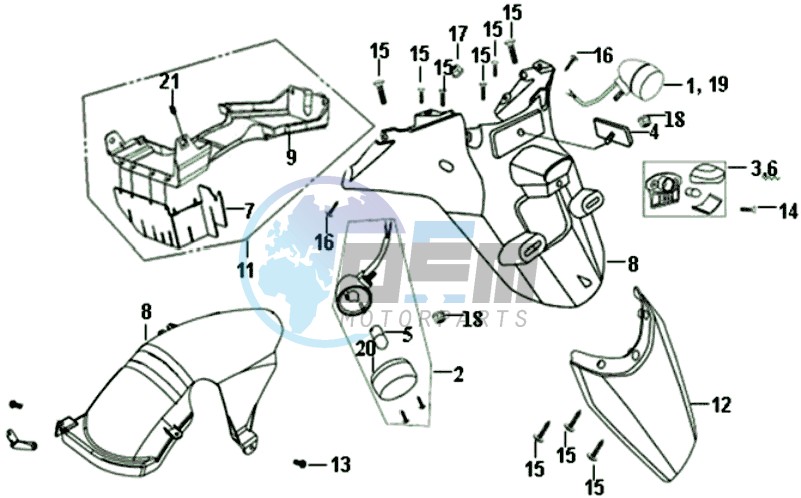 REAR MUDGUARD - INDICATORS