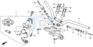 CB500 drawing HANDLE PIPE/TOP BRIDGE (CB500)