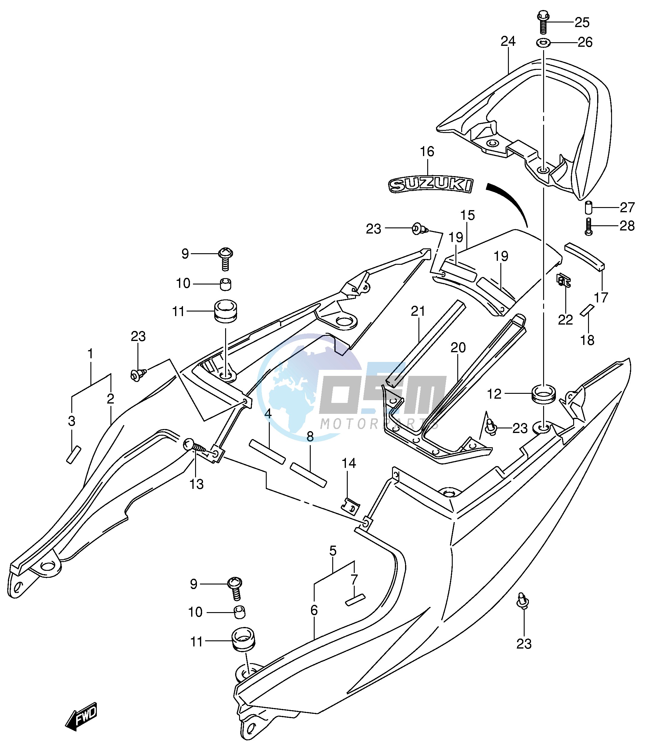 SEAT TAIL COVER (SV650SK3 SUK3)