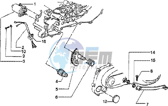 Starting motor-starter lever