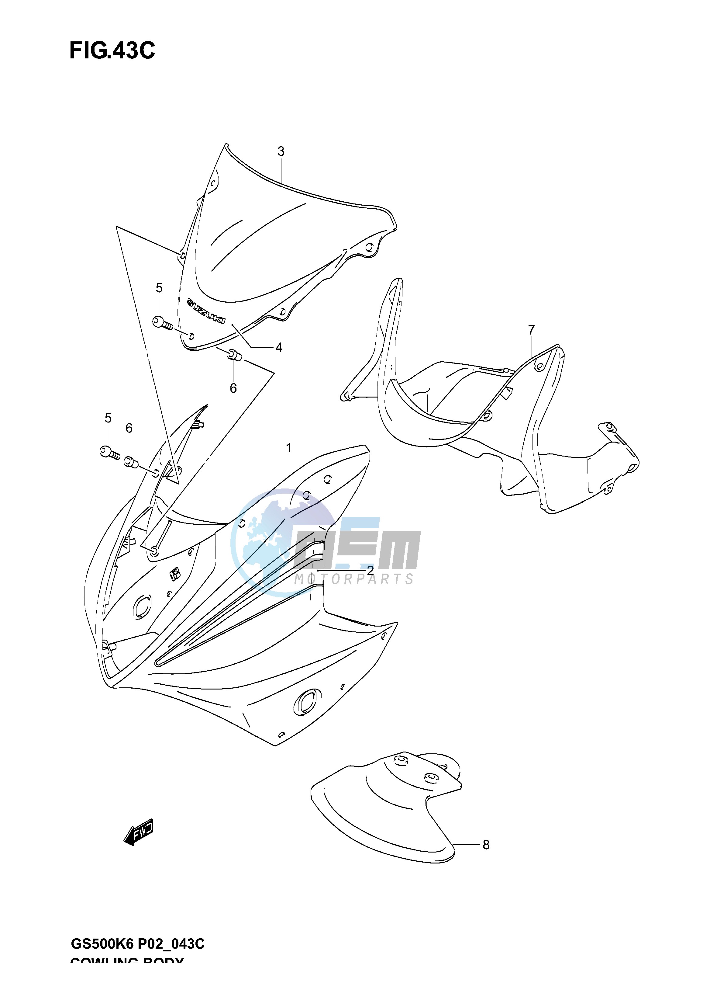 COWLING BODY (GS500FK6 FUK6)