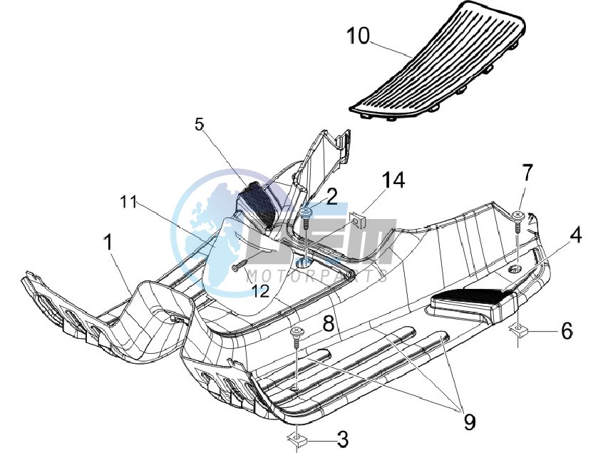 Central cover - Footrests