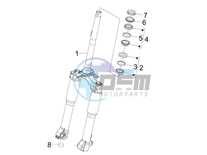 Fork steering tube - Steering bearing unit