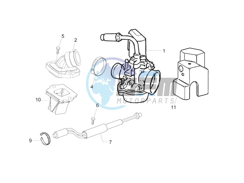 Carburettor, assembly - Union pipe