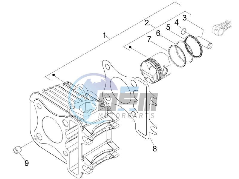 Cylinder-piston-wrist pin unit