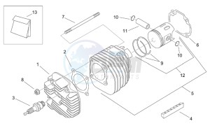 Scarabeo 100 (eng. Minarelli) drawing Cilinder head