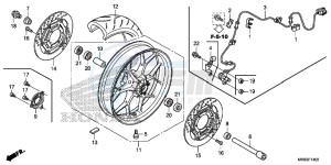 CBR1000RAG CBR1000 - Fireblade ABS Europe Direct - (ED) drawing FRONT WHEEL