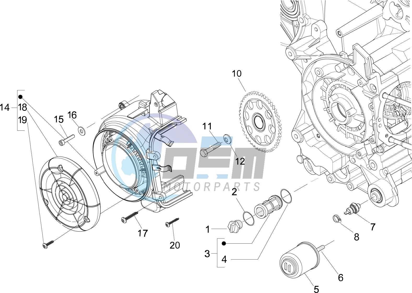 Flywheel magneto cover - Oil filter